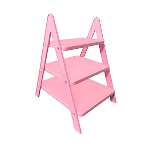 Escada de Mesa de 3 Andares Rosa Bebê - 21x17x29cm - 1 unidade - Rizzo