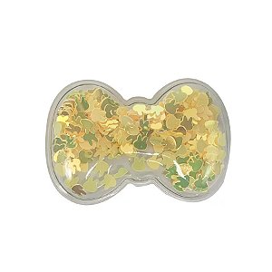 Aplique Laço Amarelo com Glitter - 2 unidades - Rizzo