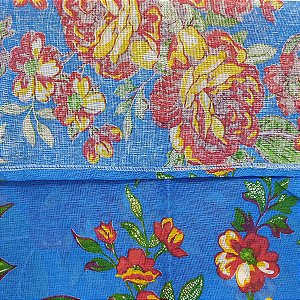 Toalha de Mesa Chita Flor Azul -  70x70cm - 1 unidade - Rizzo