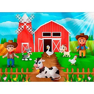 Painel Grande TNT Fazendinha Animais e Fazendeiros - 1,40x1,03 - 1 unidade - Piffer - Rizzo