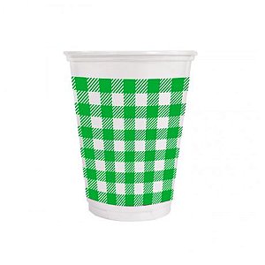 Copo de Plástico Xadrez Verde 200ml - 25 unidades - Kaixote - Rizzo Festas