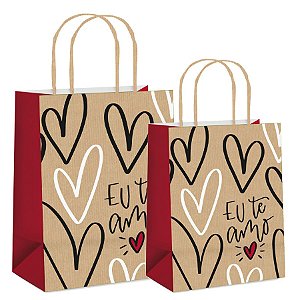 Sacola de Papel - Eu te Amo - 10 unidades - Cromus - Rizzo