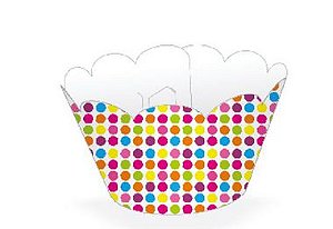 Wrapper para CupCake Tradicional Bolinhas Coloridas - 12 unidades - Nc Toys