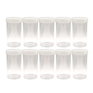 Frasco Plástico com Tampa Branca 70ml - 10 unidades - Rizzo