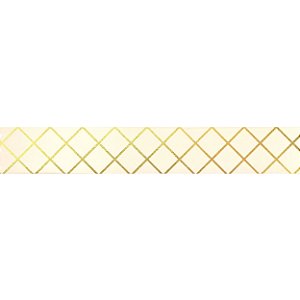 Fita de Cetim Decorada Hot Stamping Elegance Marfim 22mm - 10 metros - 1 unidade - Cromus