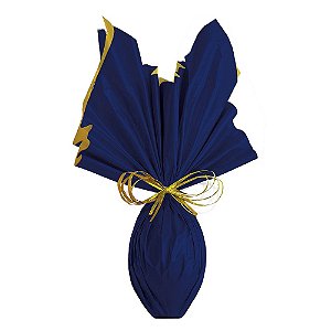 Folha para Ovos de Páscoa Double Face Acetinado Azul Marinho Ouro 69x89cm - 5 unidades - Cromus Páscoa - Rizzo Embalage