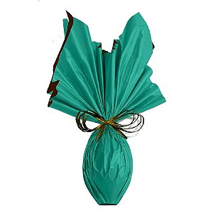Folha para Ovos de Páscoa Double Face Acetinado Marrom Turquesa 69x89cm - 5 unidades - Cromus Páscoa - Rizzo Embalagens
