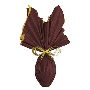 Folha para Ovos de Páscoa Double Face Acetinado Marrom Ouro 69x89cm - 5 unidades - Cromus Páscoa - Rizzo Embalagens