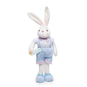 Coelho com Suspensório Feliz Páscoa Azul - 55cm x 20cm x 10cm - 1 unidade - Cromus Páscoa - Rizzo