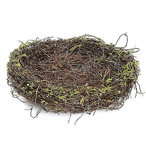 Ninho em Rattan Verde Rústico - G 20cm - Cromus Páscoa - Rizzo Embalagens