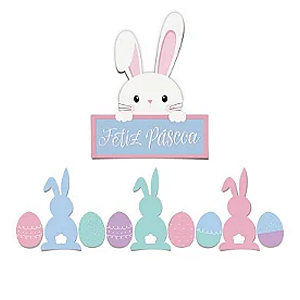 Kit Adesivo para Decoração de Vitrine Páscoa Soft - 10 unidades - Cromus Páscoa - Rizzo Embalagens