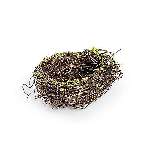 Ninho em Rattan Verde Rústico - PP 8cm - Linha Rustic - Cromus Páscoa Rizzo Embalagens