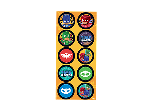 Adesivo Redondo Festa PJ Masks - 30 unidades - Regina - Rizzo Festas