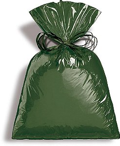 Saco para Presente Metalizado - Dark Green - 35x54cm - 50 unidades - Cromus - Rizzo Embalagens