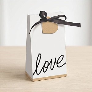Caixa Special Trapézio Branco Love Felizes para Sempre 7,5x4x13cm  - 08 unidades - Cromus - Rizzo Embalagens