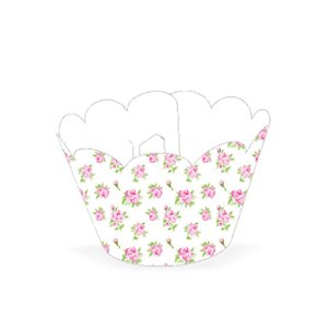 Wrapper Cupcake Tradicional - Floral Branco - 5cm x 22cm - 12 unidades - Nc Toys