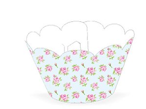 Wrapper Cupcake Tradicional - Floral Azul - 5cm x 22cm - 12 unidades - Nc Toys