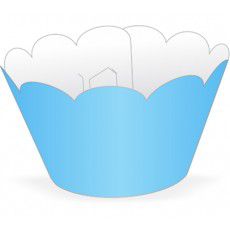 Wrapper Cupcake Tradicional - Azul Claro - 5cm x 22cm - 12 unidades - Nc Toys