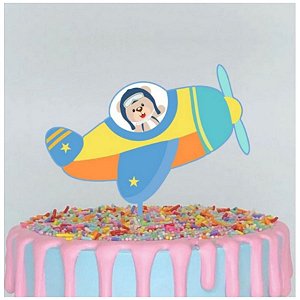 Topo de Bolo Aviador Glitter Sonho Fino Rizzo Confeitaria