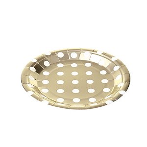 Prato Papel Biodegradável Poa Dourado - 10 unidades - 18 cm - Rizzo