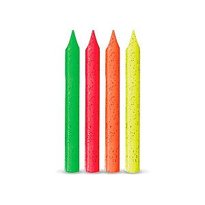 Vela Palito Neon Glitter - 12 unidades - Rizzo