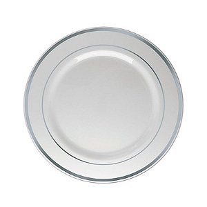 Prato Sobremesa Borda Prata - 6 unidades - 19 cm - Rizzo