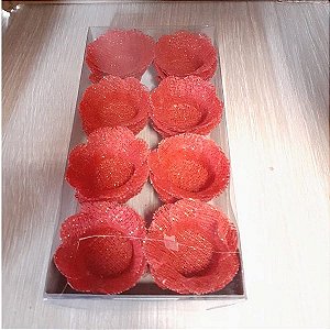 Forminha para Doces Finos - Sweet Vermelha Tela C/ Fio Ouro- 40 unidades - MaxiFormas