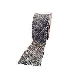 Fita Aramada Decorativa - Cinza Com Glitter - 6,3cmx9,14m - 1 unidade - Rizzo