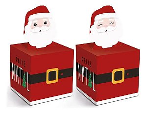 10 Caixa Papel Pop-up Noel Chegou Embalagem De Natal P/ Doce Vermelho
