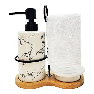 Kit para Banheiro 4 Peças em Cerâmica - Marmore - 350ml - 1 unidade - Rizzo - Rizzo