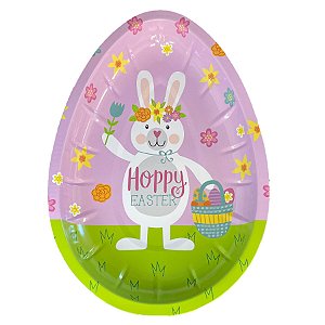 Bandeja de Metal Decorativa de Páscoa - Coelha Happy Easter - 26x18x3cm - 1 unidade - Rizzo