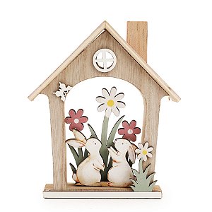 Casa Decorativa Coelhos de Páscoa - 15cm - 1 unidade - Cromus - Rizzo