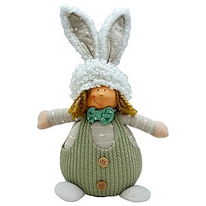 Boneco Decorativo de Páscoa Menino com Orelhas de Coelho - 1 unidade - D&A Decor - Rizzo