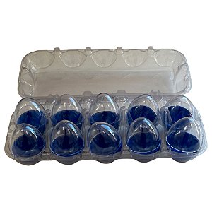 Caixa com 10 Mini Ovos de Plástico Azul e Transparente - 10 unidades - Rizzo
