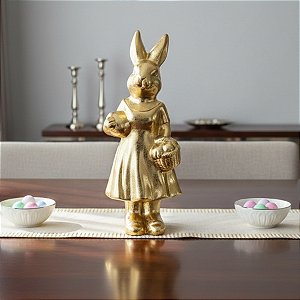 Coelha de Vestido Decorativo Dourado  - 1 unidade - Cromus - Rizzo