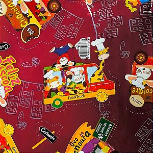 Folha para Ovos de Páscoa Metalizado Food Truck Bordô 69x89cm - 25 unidades - Cromus - Rizzo