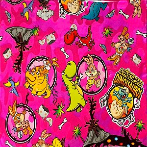 Folha para Ovos de Páscoa Metalizado Dinossauros Rosa 69x89cm - 25 unidades - Cromus - Rizzo