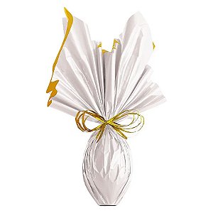 Folha para Ovos de Páscoa Double Face Acetinado Branco Ouro 69x89cm - 25 unidades - Cromus - Rizzo