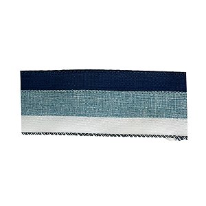 Fita Decorativa de Natal Listrada - Azul e Branca - 6,5x914cm - 1 unidade - Rizzo