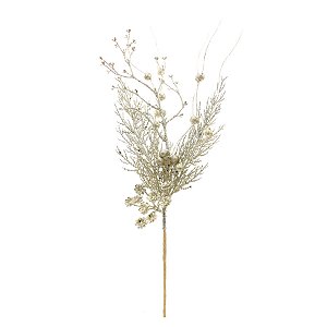 Galho Folhas Glitter - Ouro - 56cm  - 1 unidade - Cromus - Rizzo