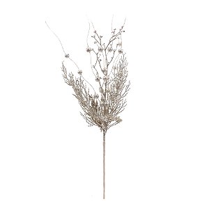 Galho Folhas Glitter - Champagne - 56cm - 1 unidade - Cromus - Rizzo