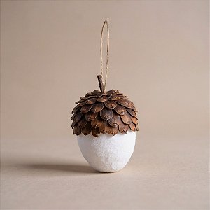Enfeite de Pendurar Pinha Branca 10cm - 1 unidade - Cromus - Rizzo