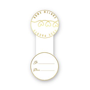 Lacre Adesivo "Esse Pacote Contém Amor" - Ref.2041 - Hot Stamping - Dourado  - 30 unidades - Stickr - Rizzo