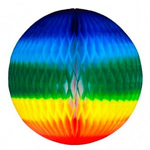 Globo de Papel Colmeia Arco Íris 48cm - 1 unidade - Rizzo