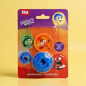 Kit Apontador e Borracha Divertidamente - Tristeza e Ansiedade - 1 unidade - Disney Original - Rizzo
