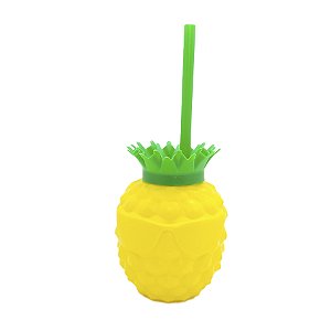 Copo com Tampa e Canudo - Abacaxi com Óculos Amarelo 450ml  - 1 unidade - Rizzo