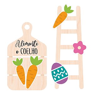 Placa Decorada Alimente o Coelho Com Escada - 2 unidades - Grintoy - Rizzo