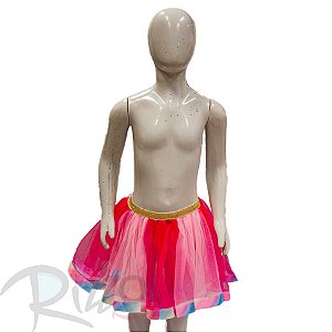 Saia Tule Pink/Branco - Barrado cores candy - 30cm - Mod 420 - 01 unidade - Rizzo