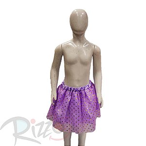 Saia Tule com estampa coração dourado - 30cm - Lilás - Mod 422 - 01 unidade - Rizzo