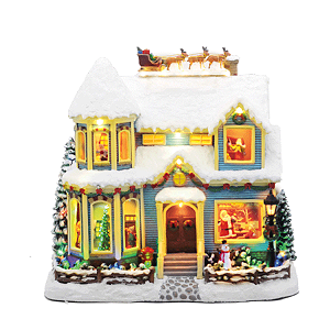 Cenário Casa com Papai Noel e Trenó de Natal 1 Unidade - Cromus